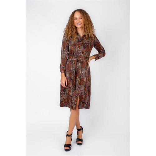 Odel Multi Printed Princess Seam Midi Shirt Dress