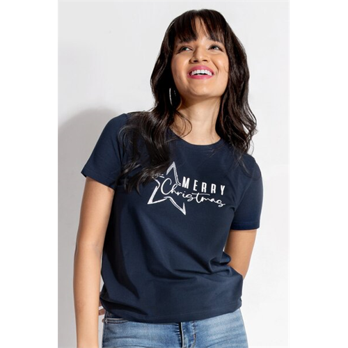 Odel Navy Christmas Slogan Printed Tshirt