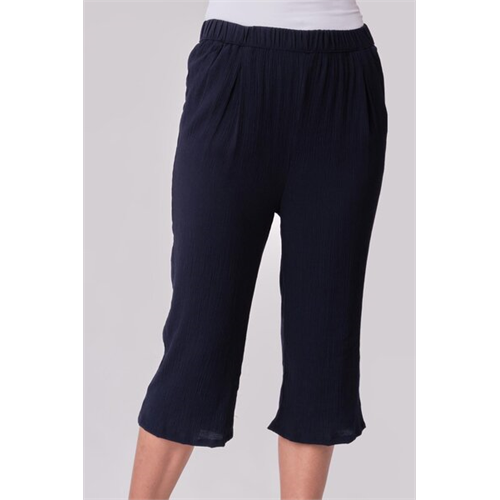 Odel Navy High Waist Pull On Cropped Pant