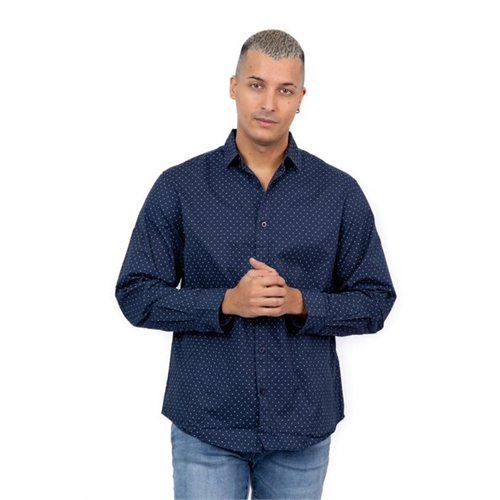 Odel Navy Micro Print Shirt
