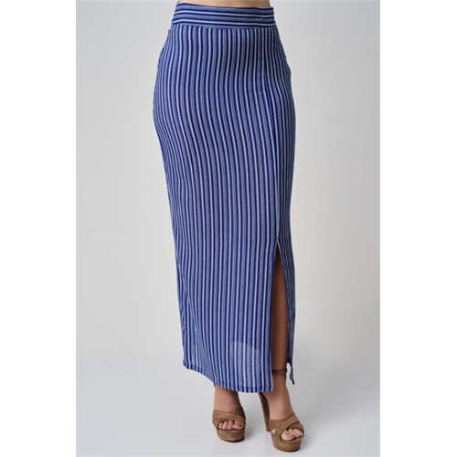 Odel Navy Striped Maxi Skirt With Slit