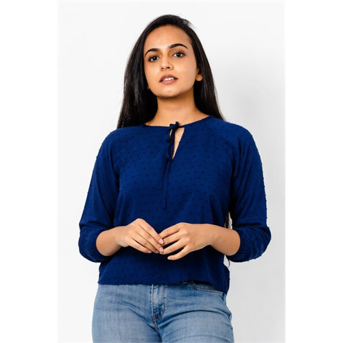 Odel Navy Tie Detail Top