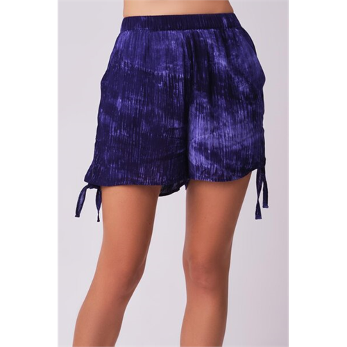 Odel Navy Tie Dye Printed Side Hem Tie Up Shorts