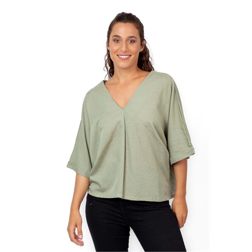 Odel Olive V Neck Kimono Oversized Top