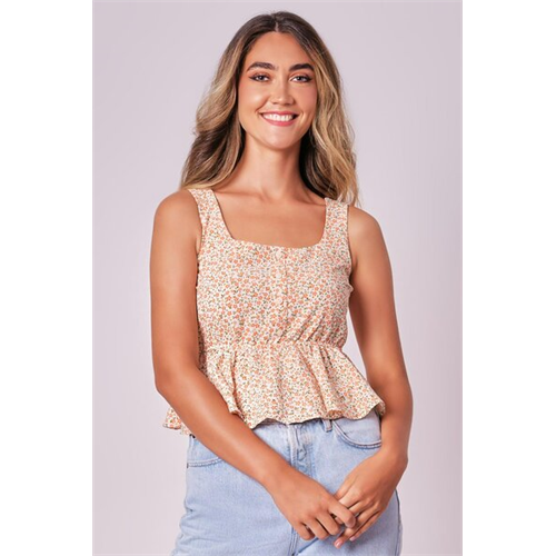 Odel Orange Printed Peplum Top