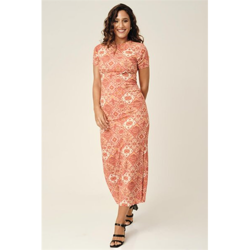 Odel Orange Printed Side Slit Maxi Dress