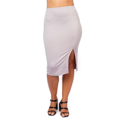 Odel Pale Grey Bodycon Side Slit Skirt