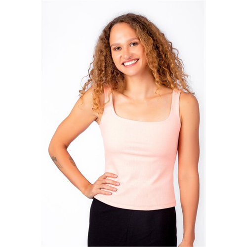 Odel Peach Square Neck Tank Top