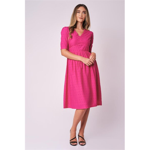 Odel Pink Puff Sleeve V Neck Dress