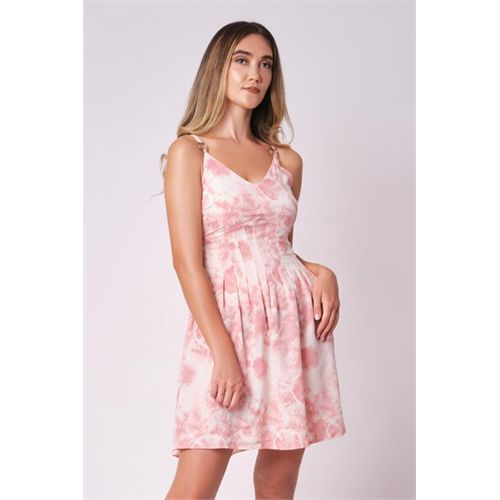 Odel Pink Strappy Pleated Skater Dress