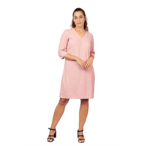 Odel Pink V Neck 3/4 Sleeve Shift Dress