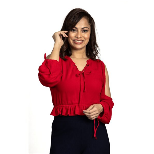 Odel Printed Cold Shoulder Peplum Top