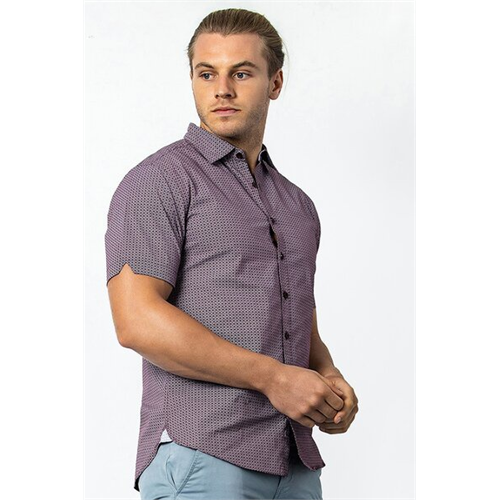 Odel Printed Cotton Short Sleeve Slim Fit Shirt