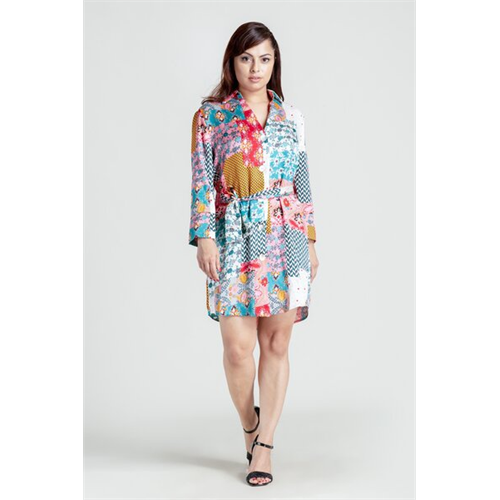 Odel Printed Tie Up Shirt Dress