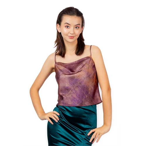Odel Purple Cowl Neck Strappy Cami Top