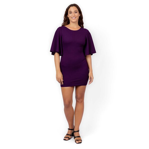 Odel Purple Flared 3/4 Sleeve Mini Dress