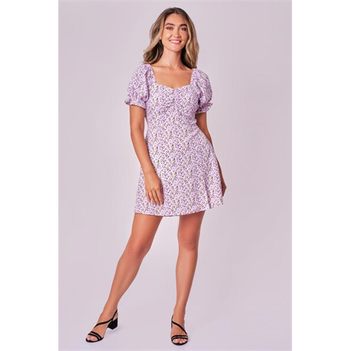 Odel Purple Ruched Sweetheart Neck Dress