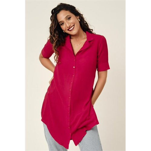 Odel Red Buttoned Side Slit Tunic