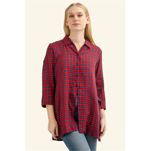 Odel Red Check 3/4 Sleeve Tunic