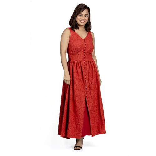 Odel Red Cutlon Button Down Maxi Dress
