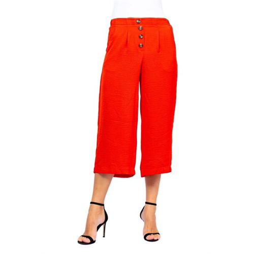 Odel Red Front Button Detailed Loose Fit Midi Pant