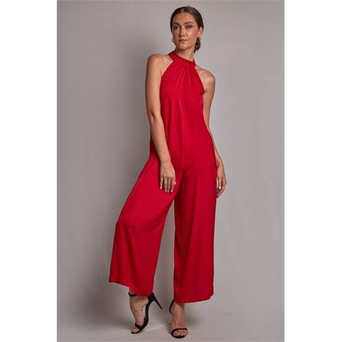 Odel Red Halter Neck Wide Leg Jumpsuit