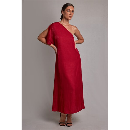 Odel Red One Shoulder Loose Maxi Dress