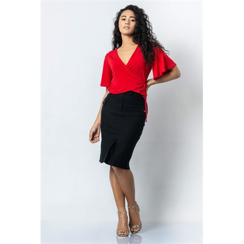 Odel Red Wrap Top