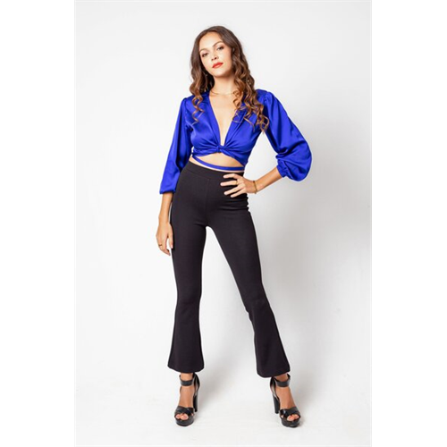 Odel Royal Blue Reversible Long Sleeve Wrap Top