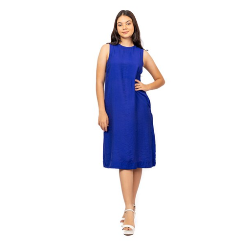 Odel Royal Blue Sleeveless Round Neck Midi Shift Dress