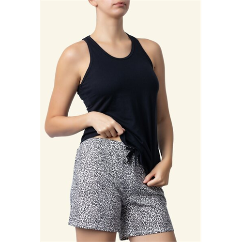 Odel Shorty Pj In Black And Animal Print Mix