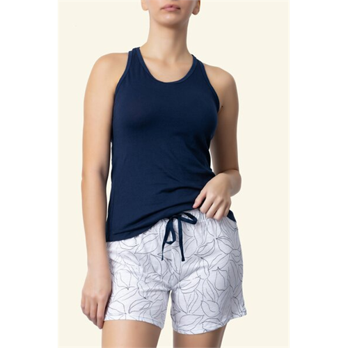 Odel Shorty Pj With Leaf Print Bottom