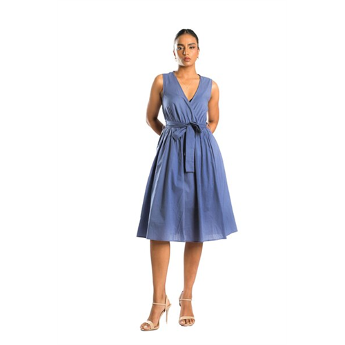 Odel Sleeveless Elasticated Waist Tie Up Belt A Line Midi Dress