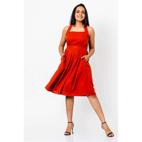 Odel Solid Colour Cross Back Dress