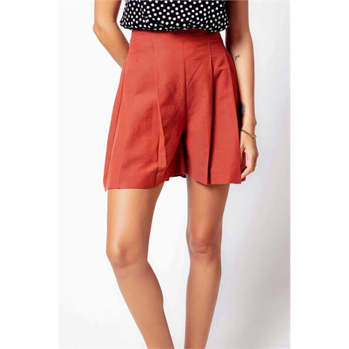 Odel Terracota High Waist Pleated Zip Up Shorts