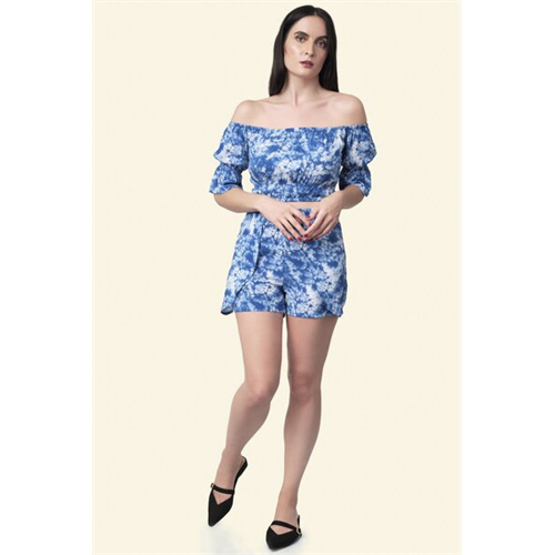Odel Tie Dye White & Blue Off Shoulder Top