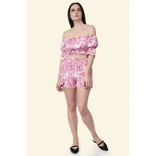Odel Tie Dye White & Pink Panel Short