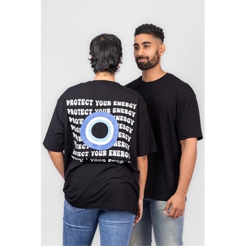 Odel Unisex Black Protect Your Energy Back Printed Oversize Tshirt