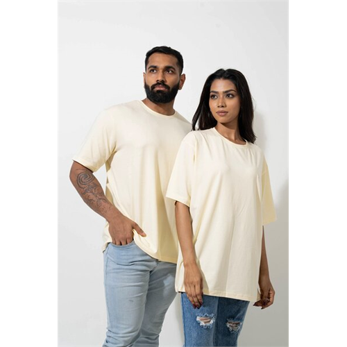 Odel Unisex Printed Cream Short Sleeve Oversized Tshirt