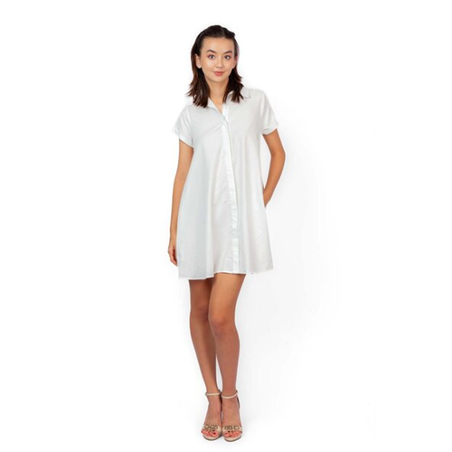 Odel White Flared Short Sleeve Shirt Dress