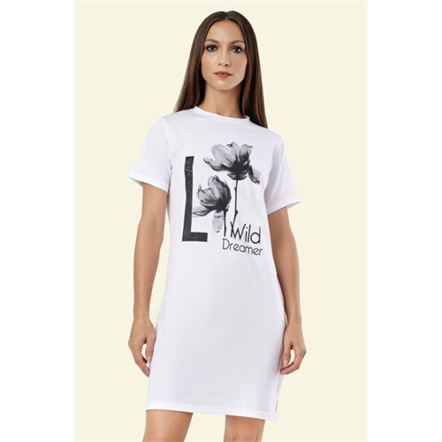 Odel White Graphic Printed Tshirt Dress