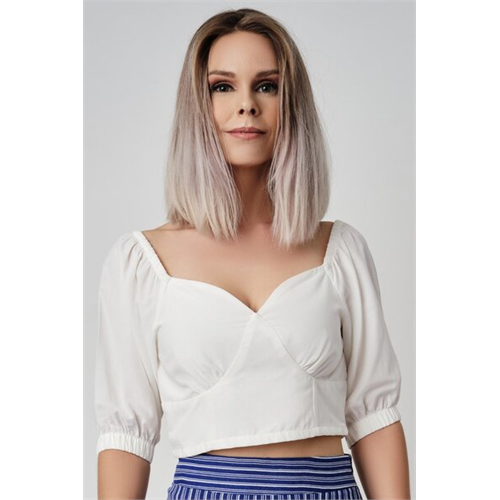 Odel White Halter Neck Short Sleeve Top