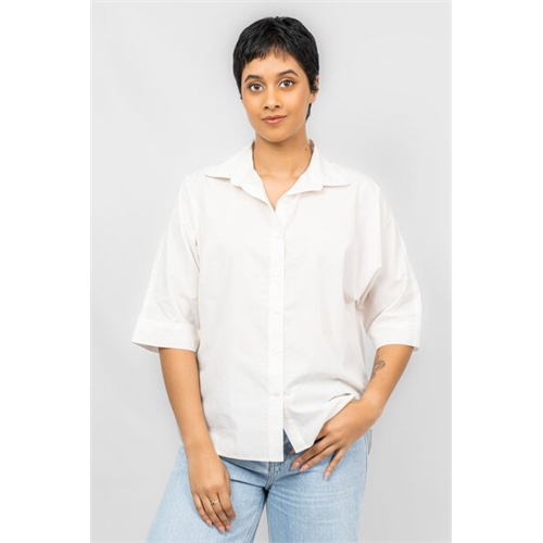 Odel White Kimono Sleeve Oversized Shirt