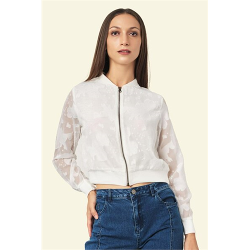 Odel White Lace Bomber Jacket