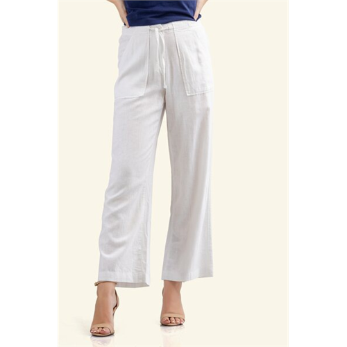 Odel White Linen Tie Up Waist Pants