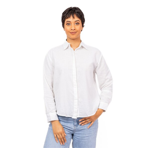 Odel White Long Sleeve Hidden Placket Loose Fit Shirt