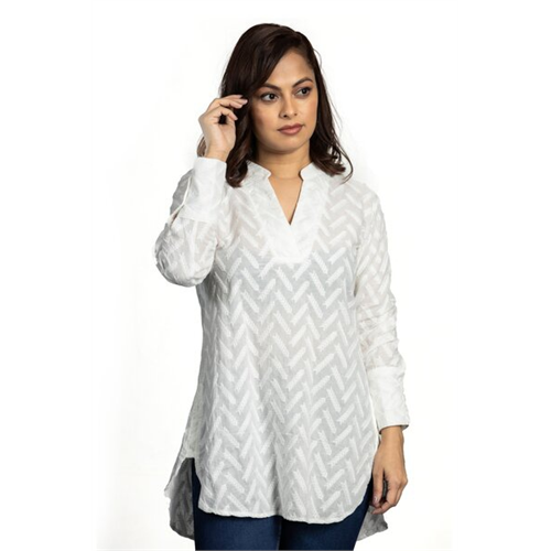 Odel White Long Sleeve Tunic Top