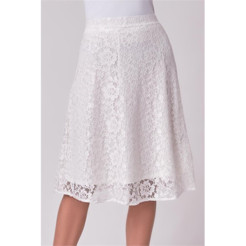 Odel White Midi Flared Lace Skirt