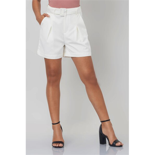 Odel White Mid Waist Pleated Short