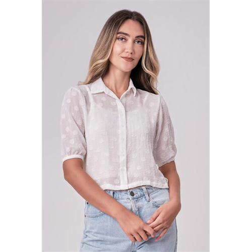 Odel White Puff Sleeve Buttoned Shirt